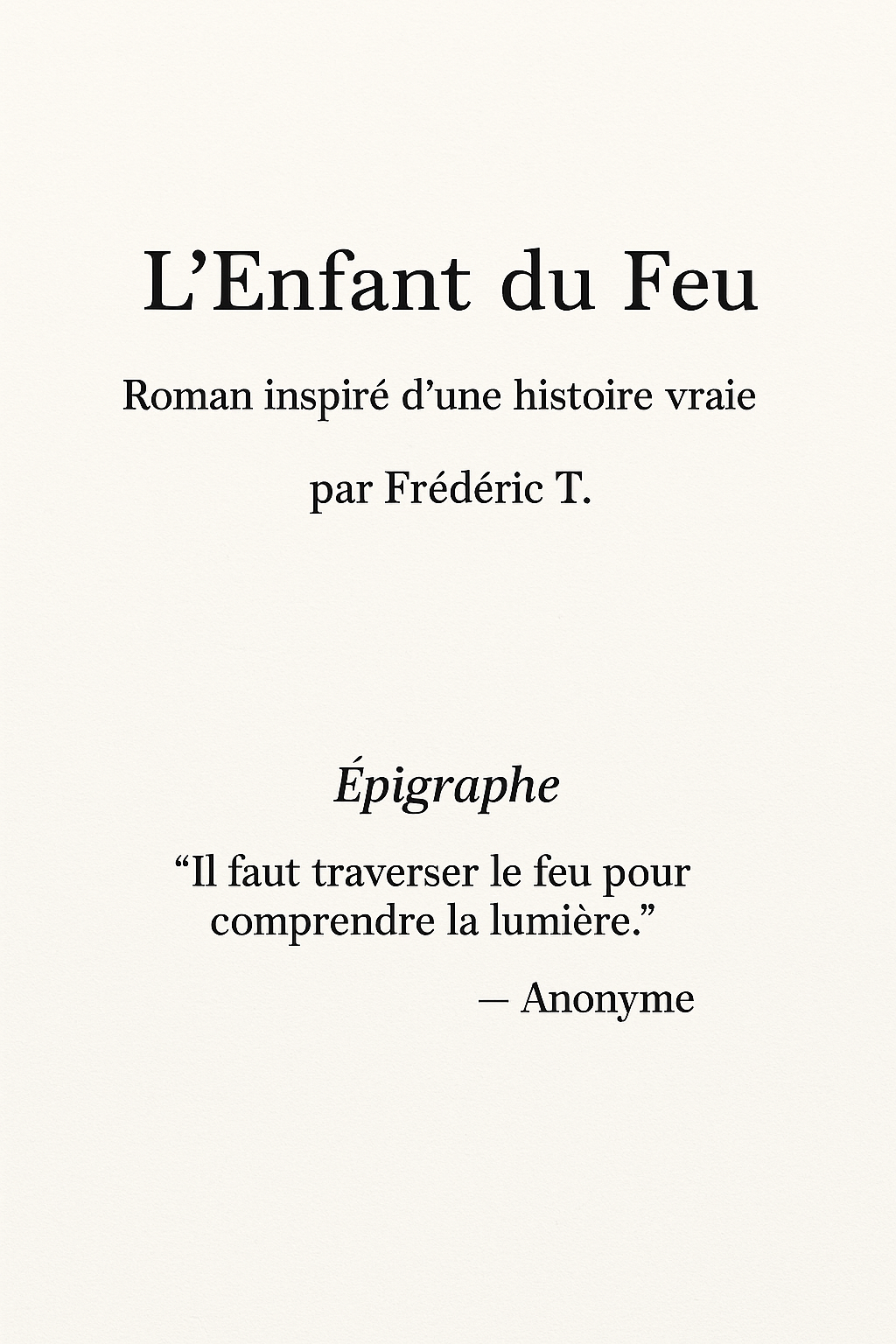 Couverture – L'Enfant du Feu